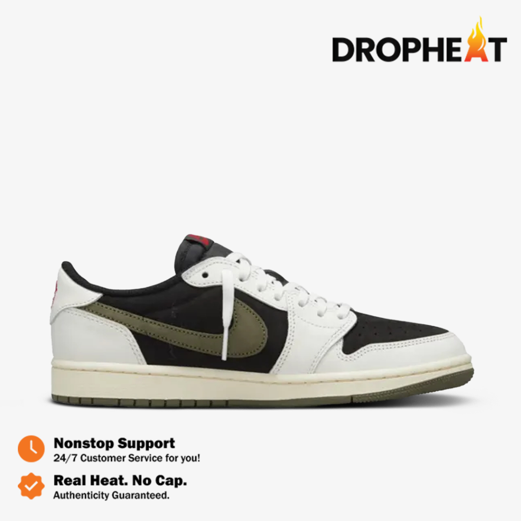 Nike Air Jordan 1 Low x Travis Scott Olive Green White Black Authentic