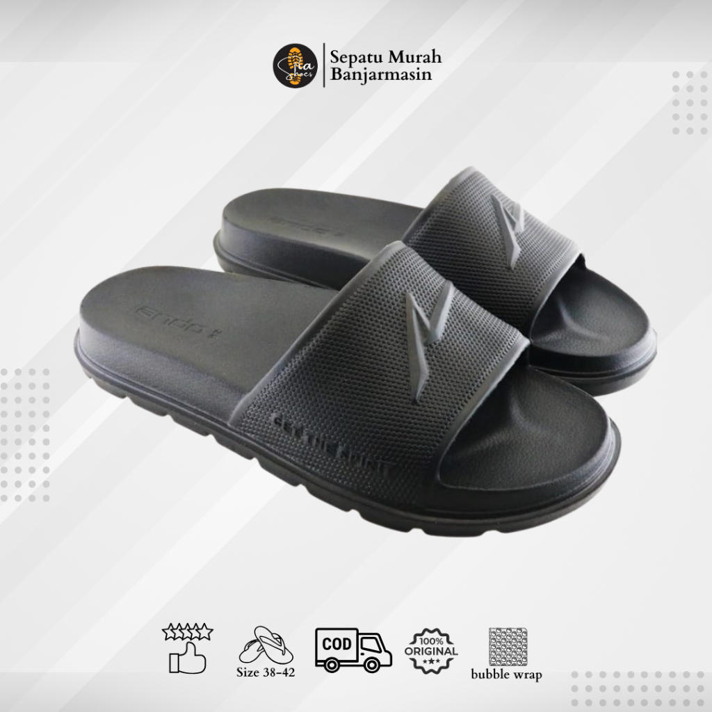 SANDAL ANDO BRAVO 02 / SANDAL ANDO HITAM ORIGINAL / Sandal Pria Selop Karet Empuk - Premium