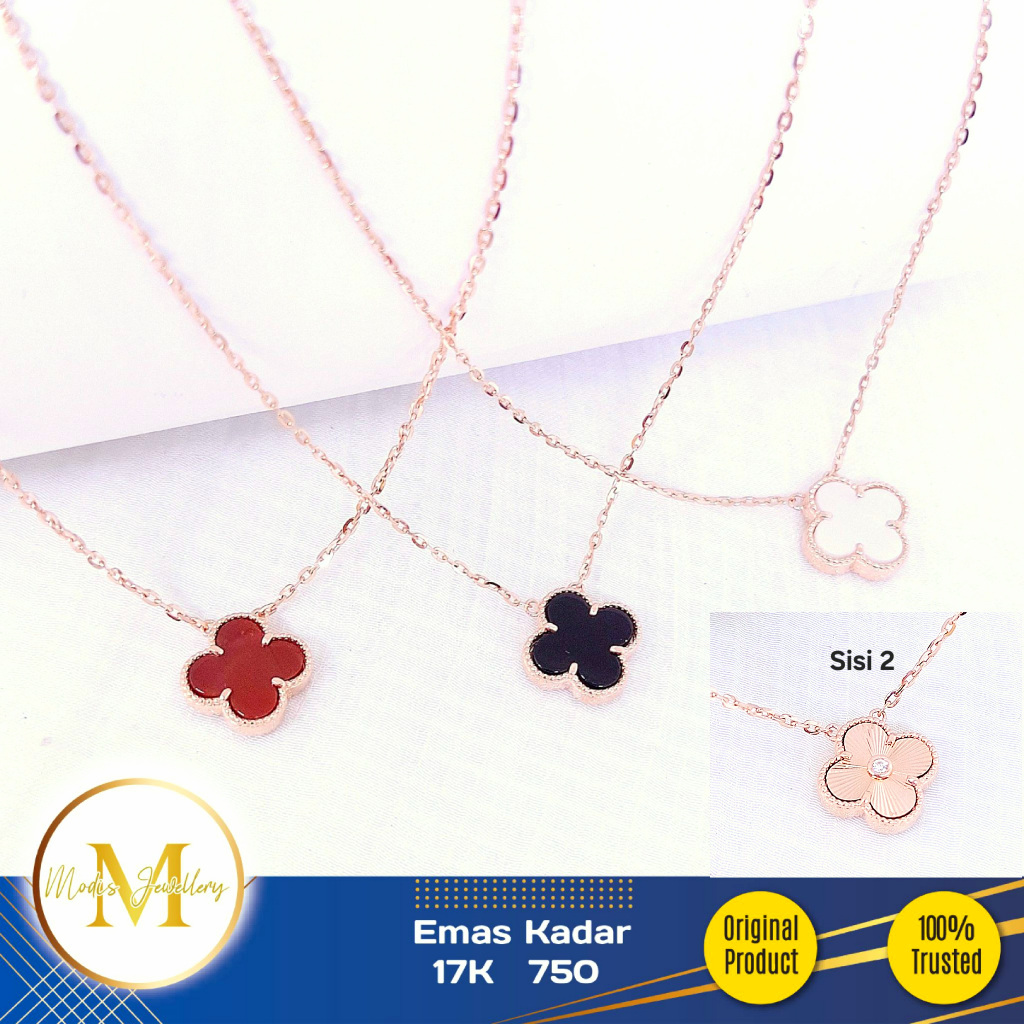 MODIS JEWELLERY - Kalung Extention/Serut Clover 2 Sisi Italy IT Rosegold - Emas 17k 750