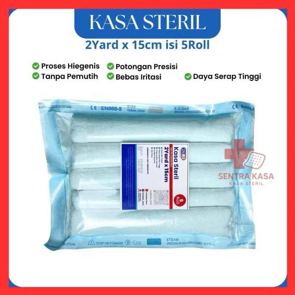 GunaMed Kasa 2 Yard x 15 cm Isi 5 Roll Kasa Steril Gulungan Untuk Luka Operasi Diabetes Anti Lengket
