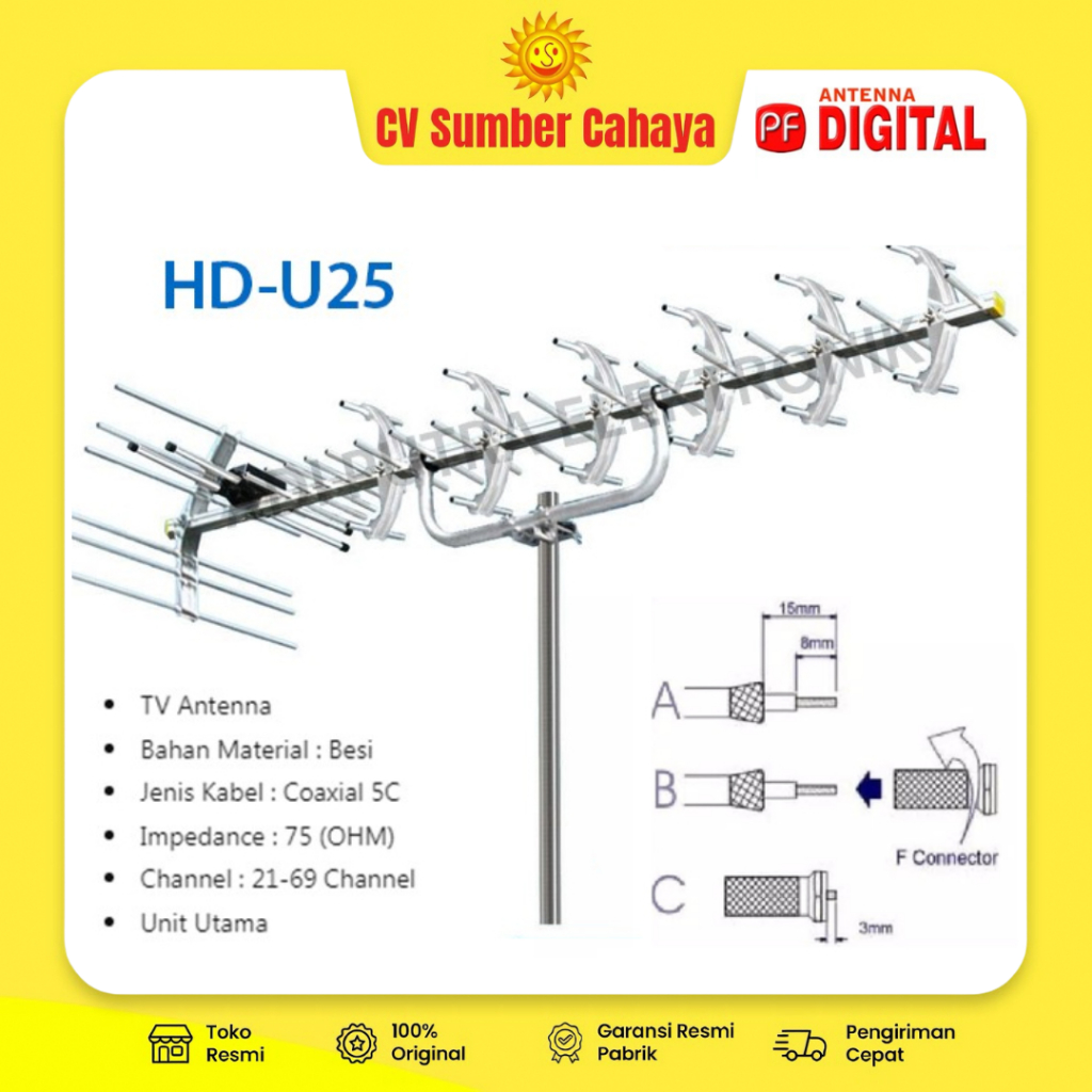 PF Digital HD U 25 - Antenna TV luar Digital HD-U25 Antena Digital