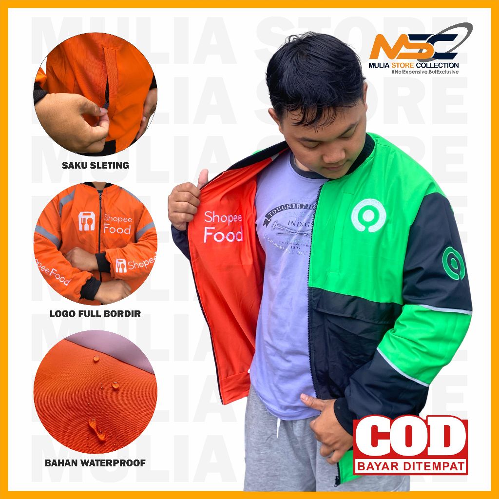 Jaket Bolak Balik GJK SF Terbaru Waterproof / Jaket Ojol Bomber Bolak Balik / Jaket GJ SFD Full Bord