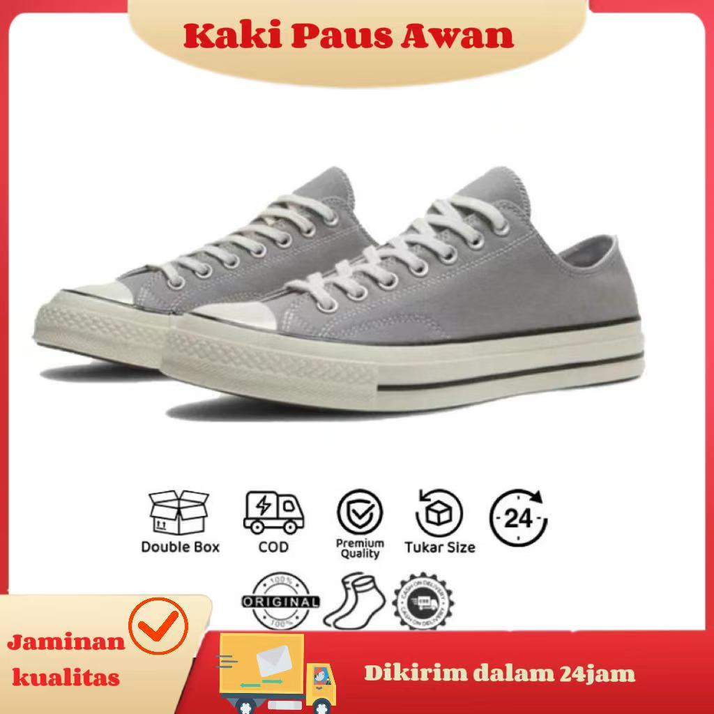 Converse All Star Abu-Abu Pir Kanvas Berkualitas Tinggi Original 100% 70s Sepatu Pria