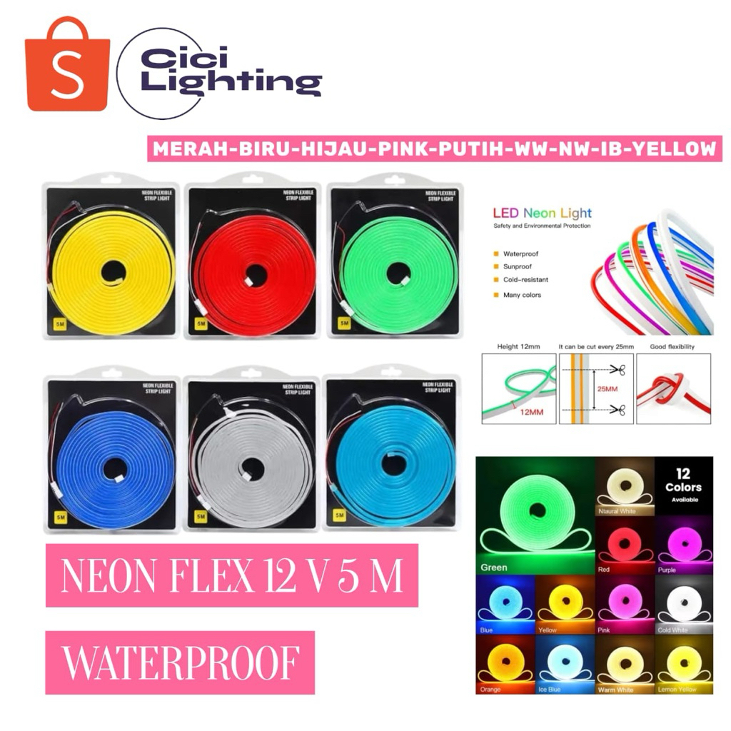 Neon Flex LED 12V 5M Flexible Strip Waterproff