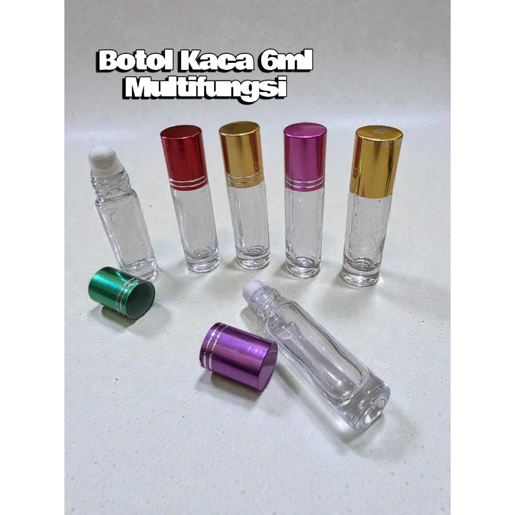 TERMURAH Botol Parfum Roll 6ml Motif Diamond / Botol kaca Roll Tutup Warna 6ml / Botol Kaca Parfum M