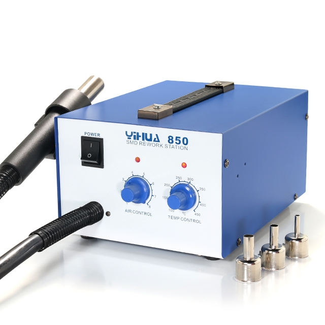 Blower Yihua 850 Solder Uap Station Analog Hot Air Gun SMD Rework Blue Vortex Fan ORI