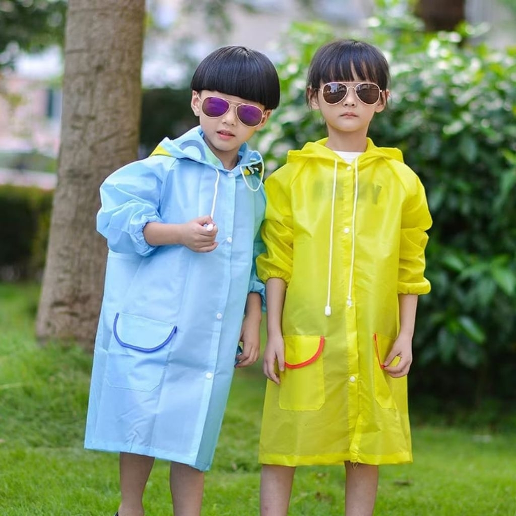 Jas Hujan Anak Model Kartun Jubah Hoodie Lengan Panjang