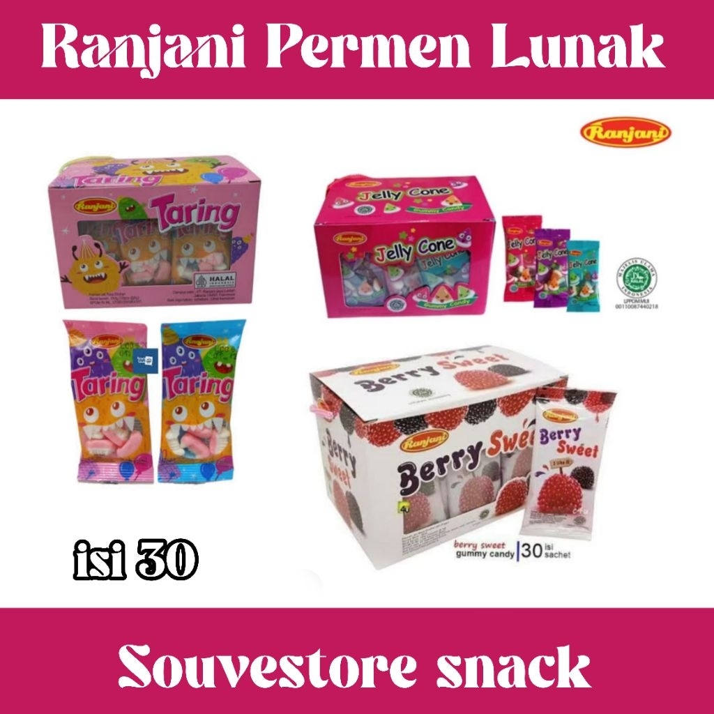 Ranjani Aneka permen Lunak Ranjani berry Sweet ranjani taring ranjani jelly cone 1pack isi 30 harga 