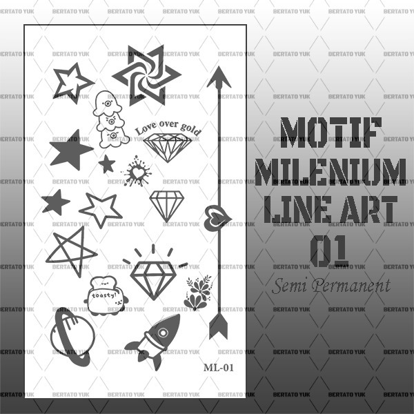 BERTATO-Stiker tato temporer semi permanen Seri ML 01 / Tato temporer anti air semi permanen / Berta