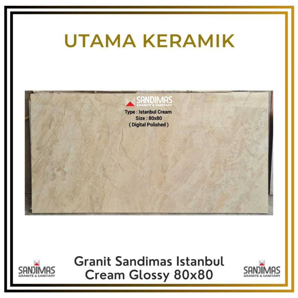 Granit Sandimas 80x80 Istanbul Cream Glossy - Granit Cream Motif Marmer Glossy 60x60