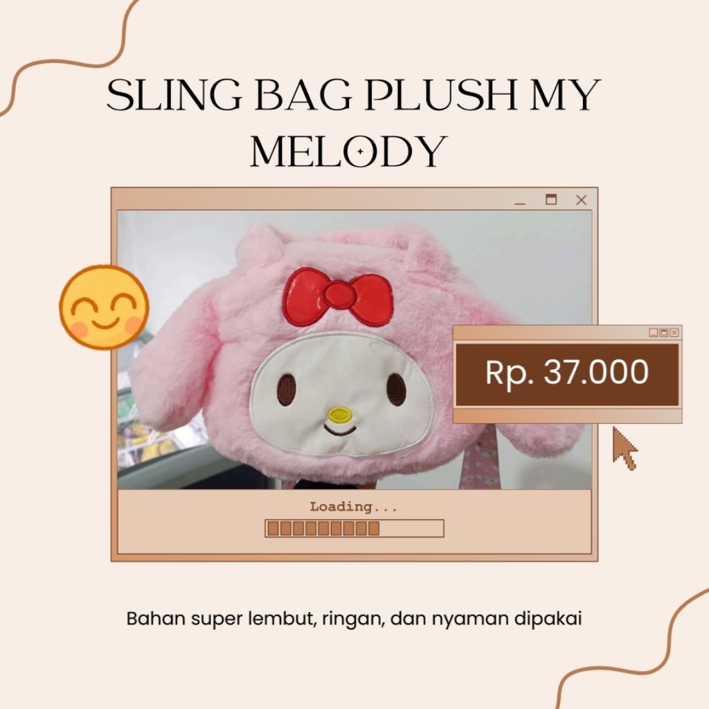 Tas Selempang Plush Boneka – My Melody Style | Tas Bulu Anak & Remaja