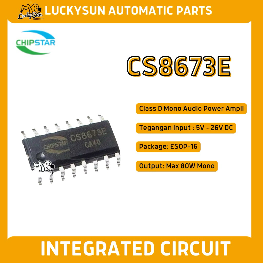 IC CS8673E CS8673 Original Chip Amplifier Class D Mono - IC Penguat Suara Speaker Aktif & Bluetooth 