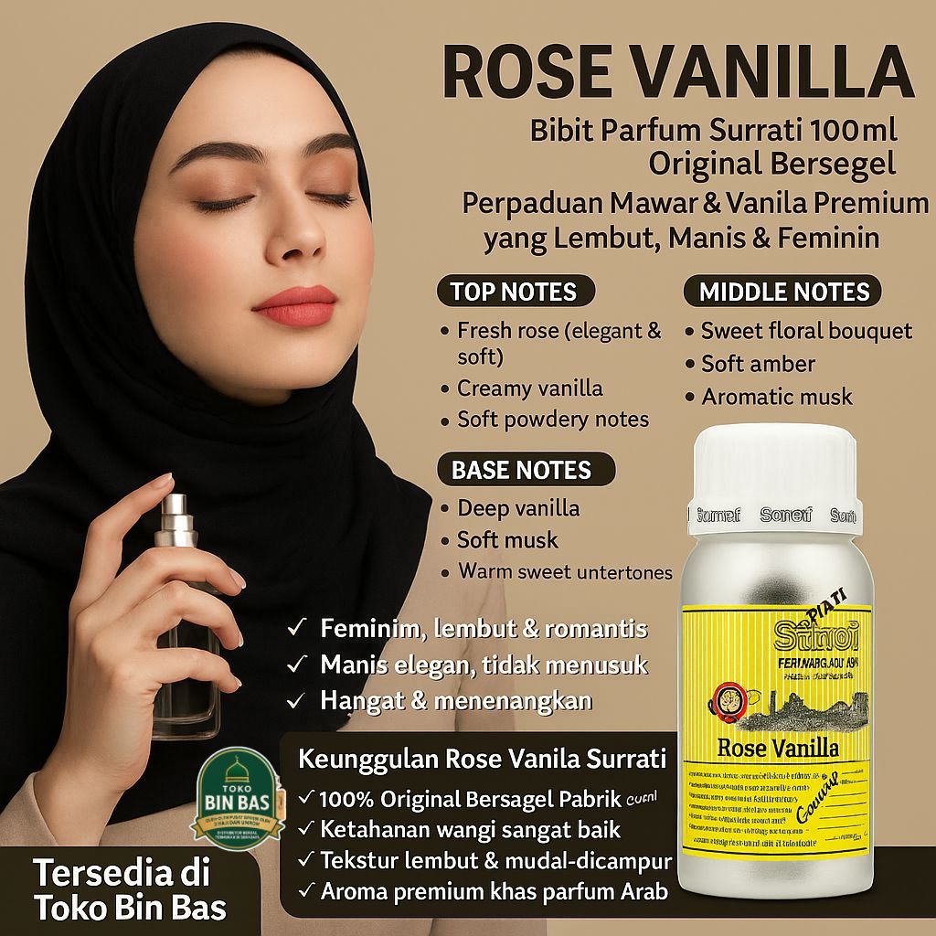 Rose Vanilla Bibit Parfum Rose Vanilla Surrati 100ml Original BerSegel
