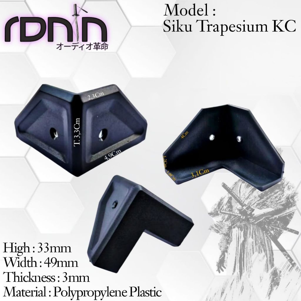 Sudut siku trapesium - siku penyangga plastik box speaker/siku sudut baut