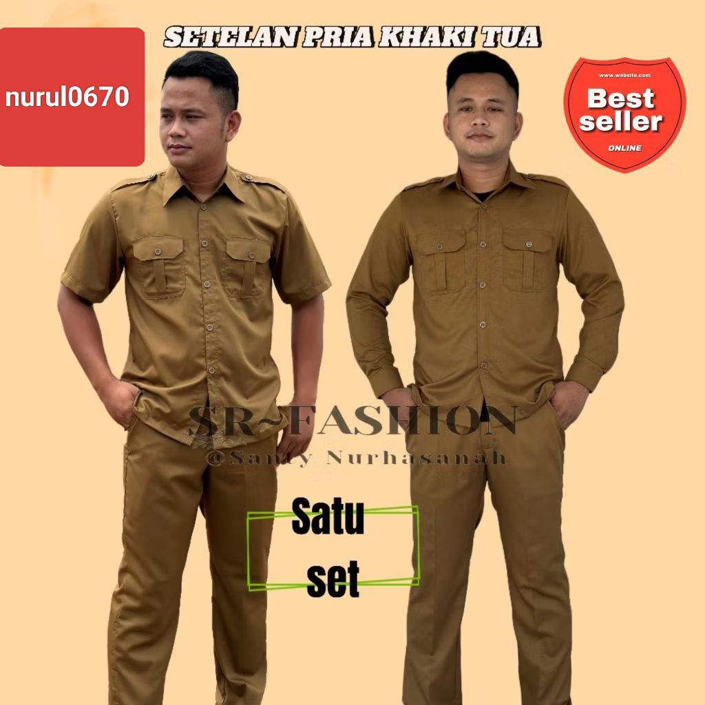 SERAGAM PNS PRIA KHAKI TUA