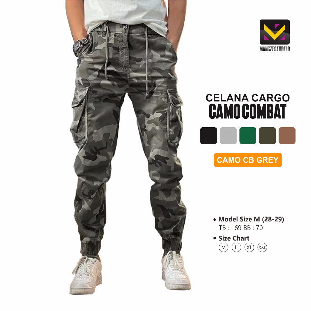 Celana Panjang Jogger Cargo Camo Combat Pria Wanita | Celana Jogger Cargo Loreng | MANGZESTORE.ID