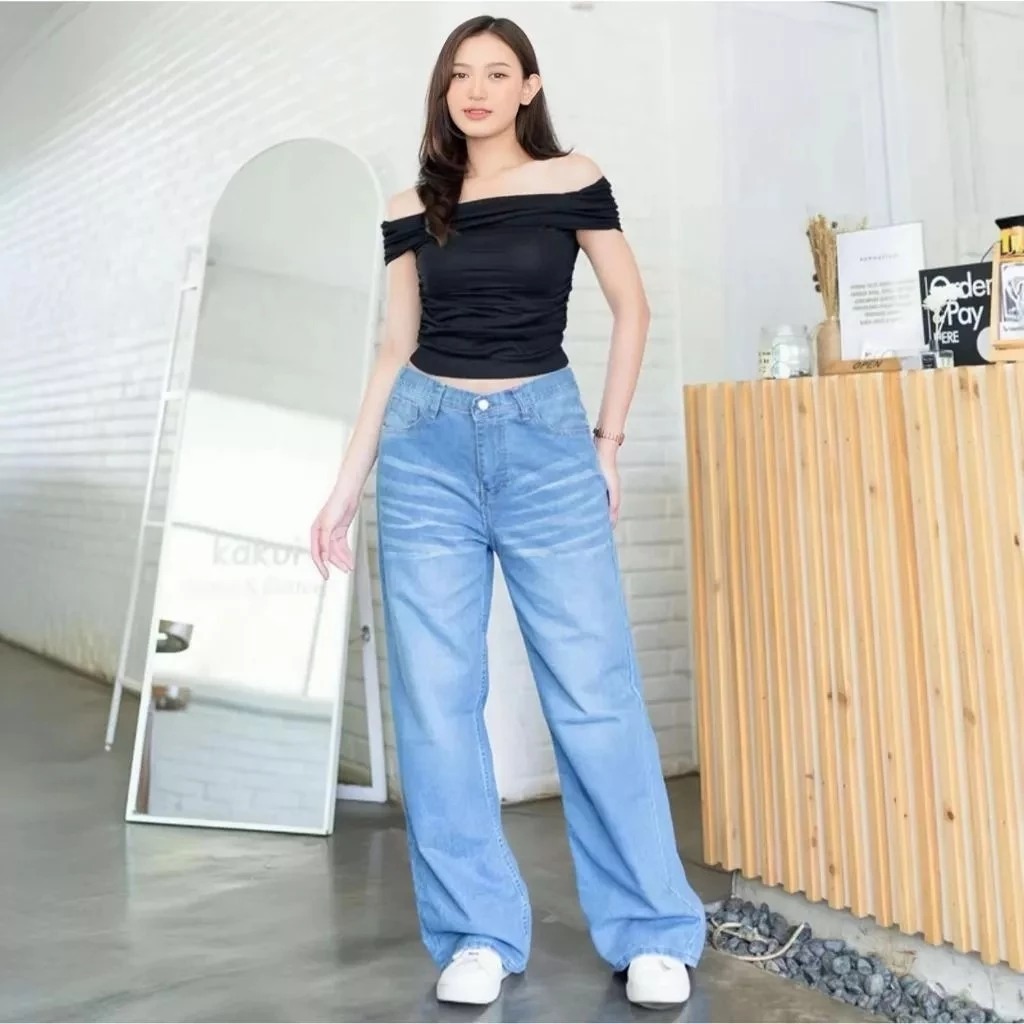 Baggy Jeans Denim- Highwaist Baggy Jeans Hangover Wanita - Highwaist Wanita Jeans Loose Premium Qual