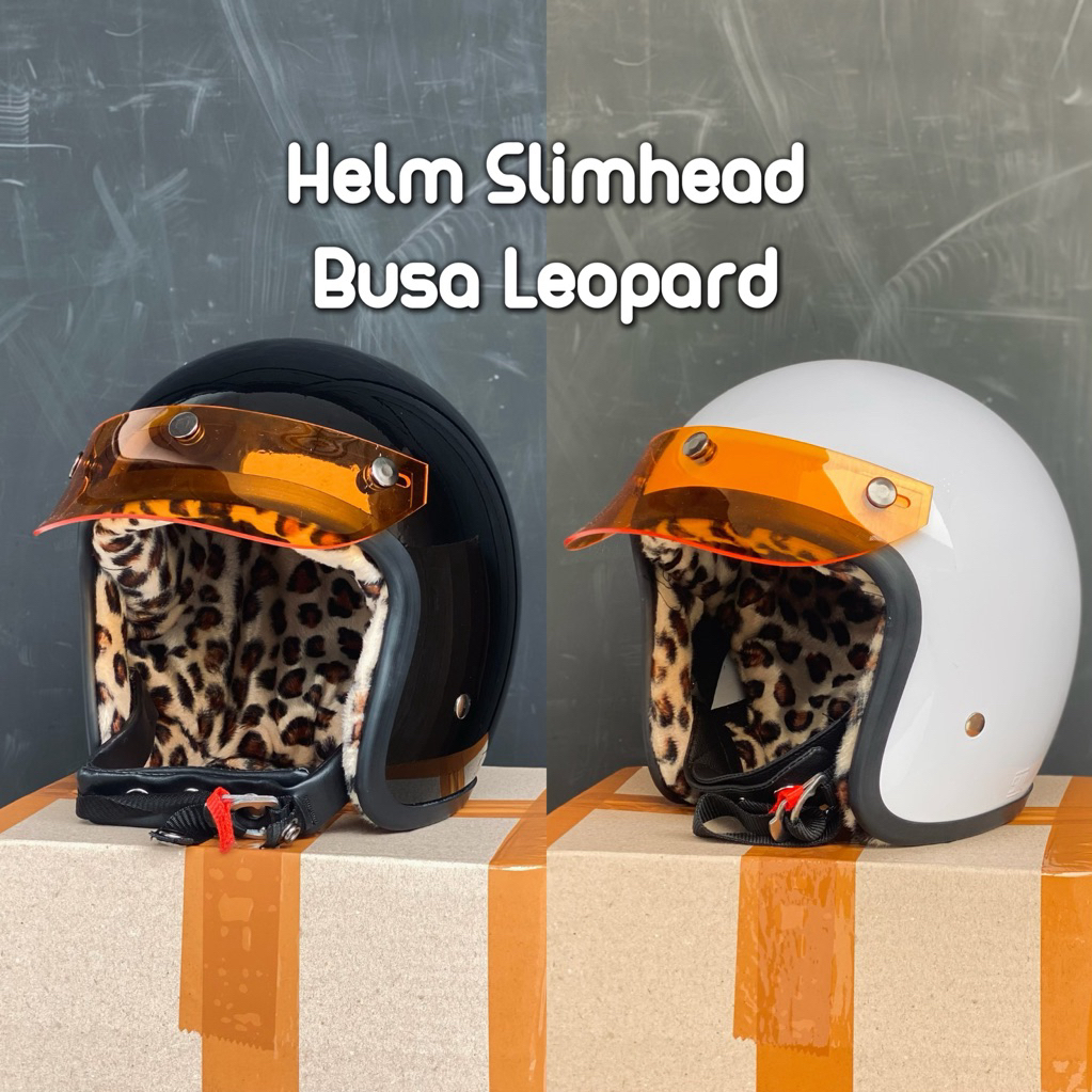 Helm Slimhead Retro Busa Leopard Free Pet Retro
