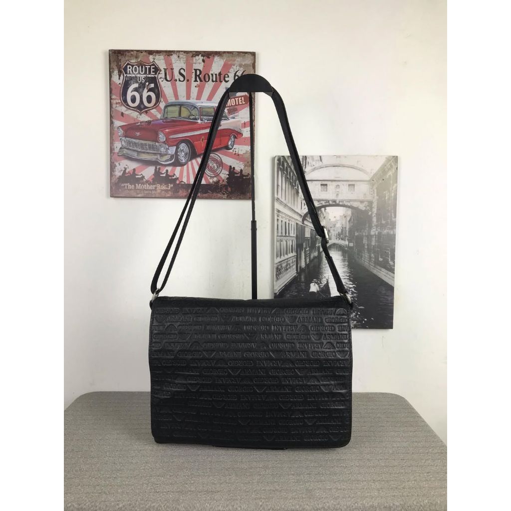Giorgio Armani Sling bag embos Leather