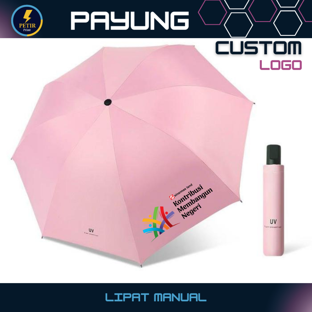 Payung Lipat Manual Custom Logo | Payung Promosi Perusahaan | Souvenir Murah / Payung Lipat Manual C