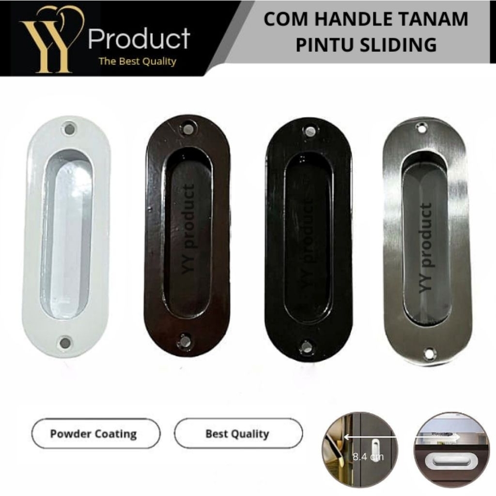 Handle Tanam Pintu Sliding 4 X 12 / Geser / Laci / Lemari Kayu Alumunium Handle Oval / COM OVAL