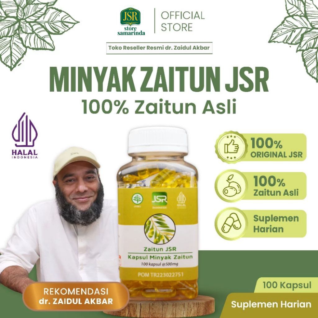 Minyak Zaitun JSR – Kapsul Olive Oil 100% Asli Palestina untuk Kesehatan Tubuh 100 Kapsul