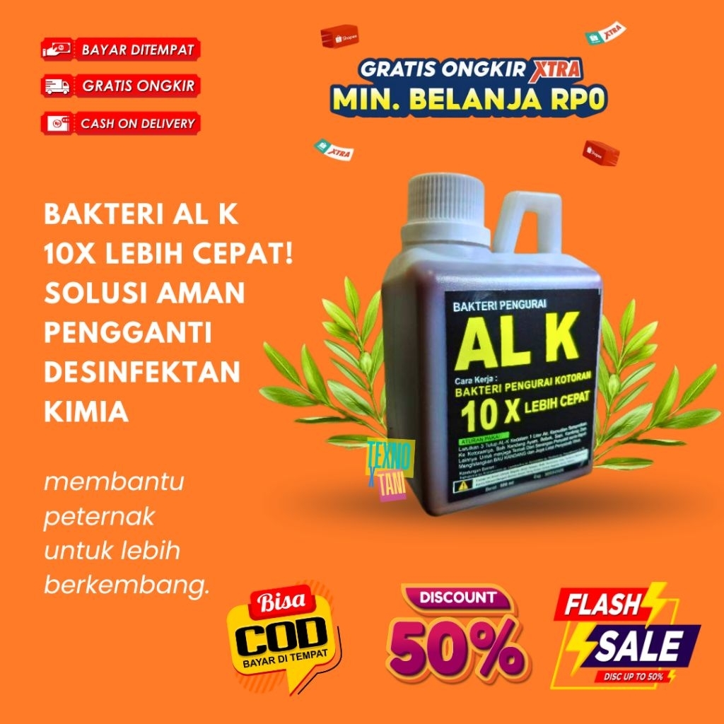 BAKTERI AL K - Probiotik Kandang//Pengurai Kotoran//Penghilang Bau Desinfektan Alami Hewan Ternak