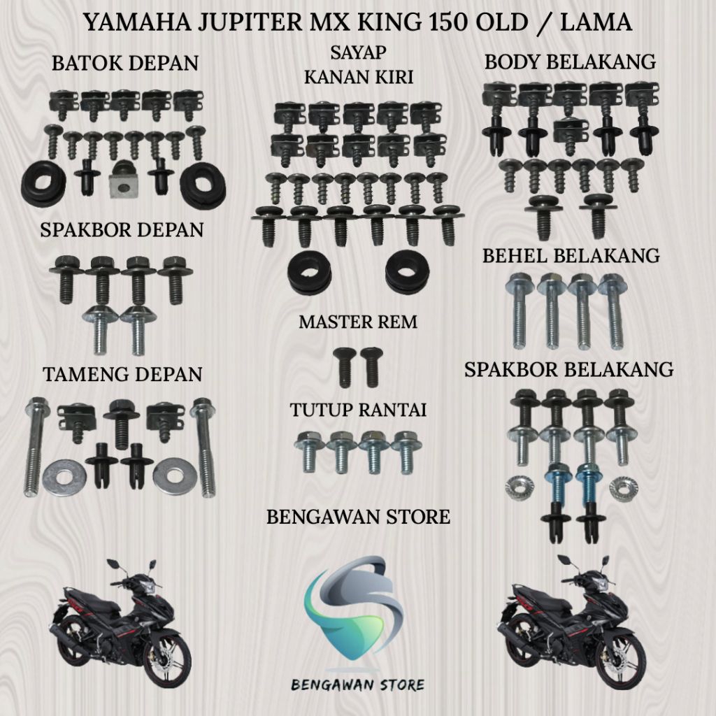 Baut Full Set Cover Bodi Body Yamaha Jupiter MX King 150 Old / Lama