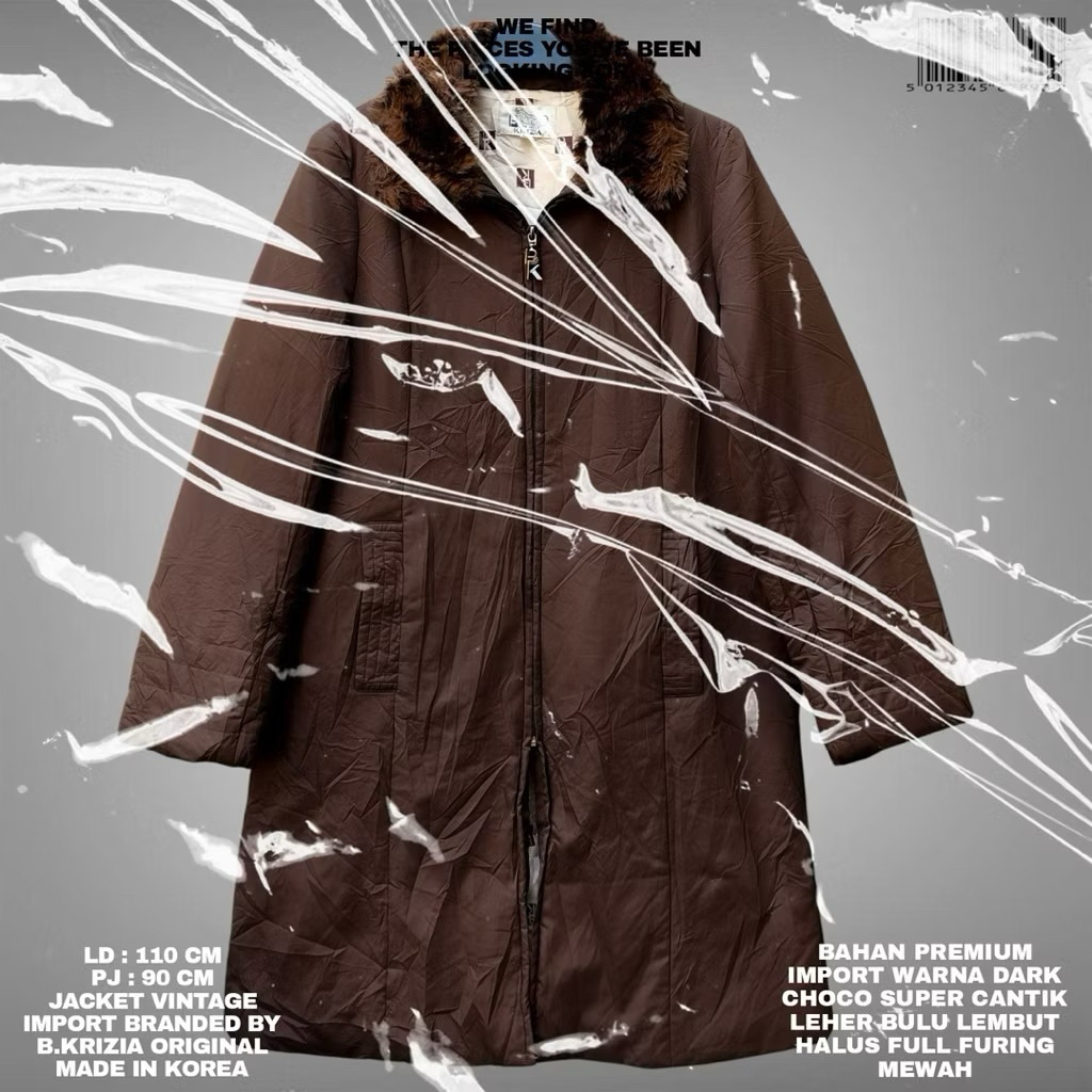 KRIZIA JACKET WINTER TEBAL KOREAN LOOK KOREAN STYLE/BROWN JACKET LONG FULL FURING MEWAH KERAH BULU H