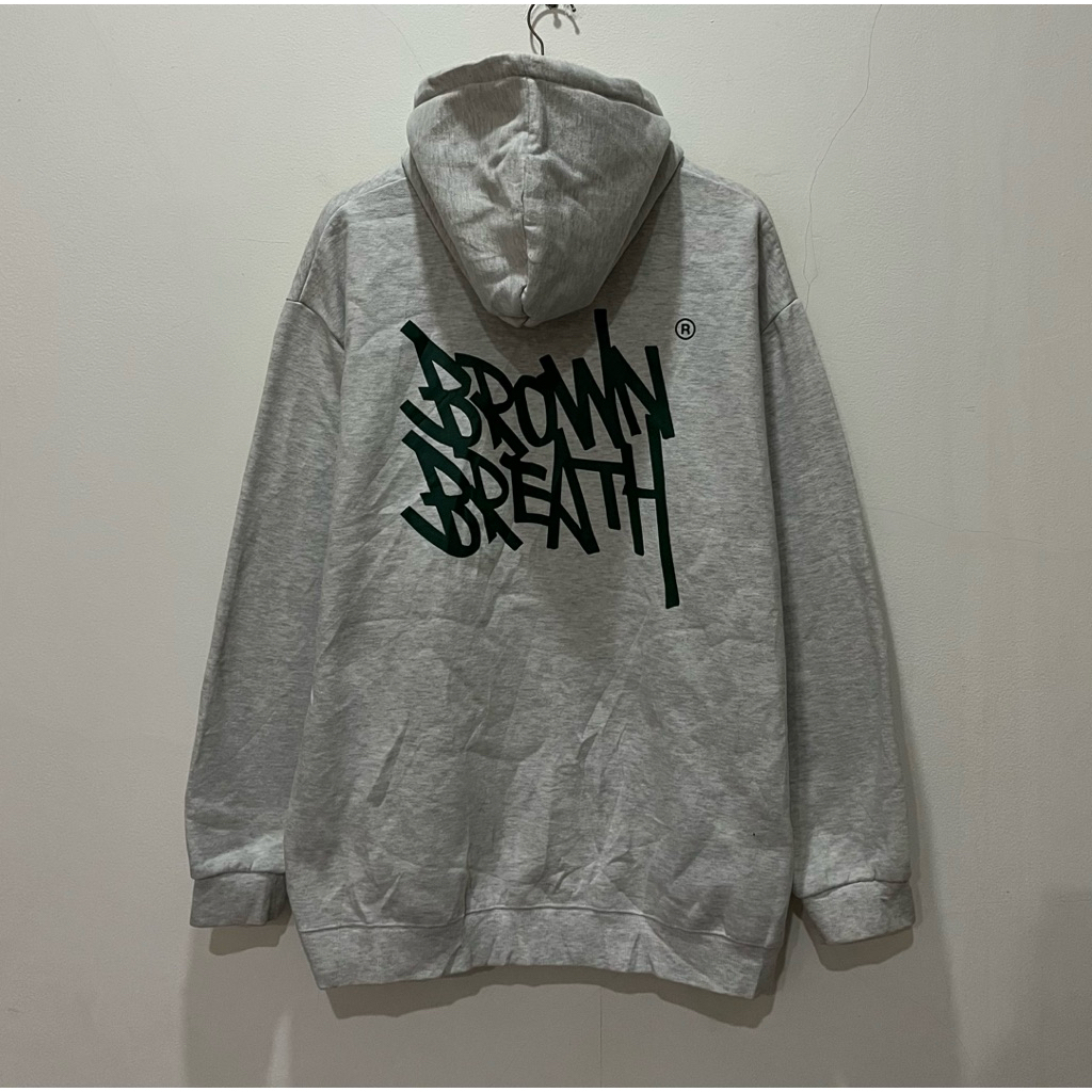 Pullover Hoodie BROWN BREATH Big Logo Misty Grey