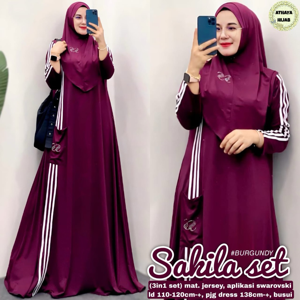 [NEW] SAKILA SET DRESS GAMIS WANITA PESTA ELEGAN PREMIUM ORI BY ATHAYA HIJAB