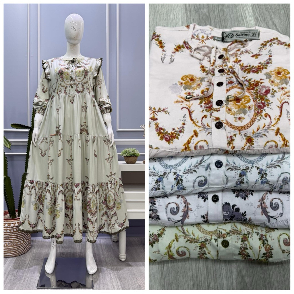 Gamis salvina katun bordir terbaru