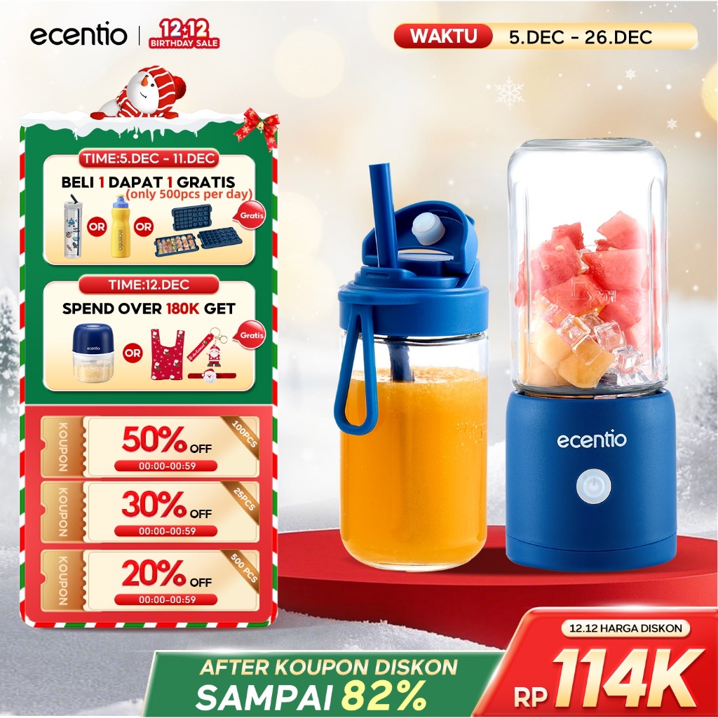 ecentio blender portable kapsul Kaca Gelas juicer buah tanpa ampas 10 Pisau blender jus buah hand bl