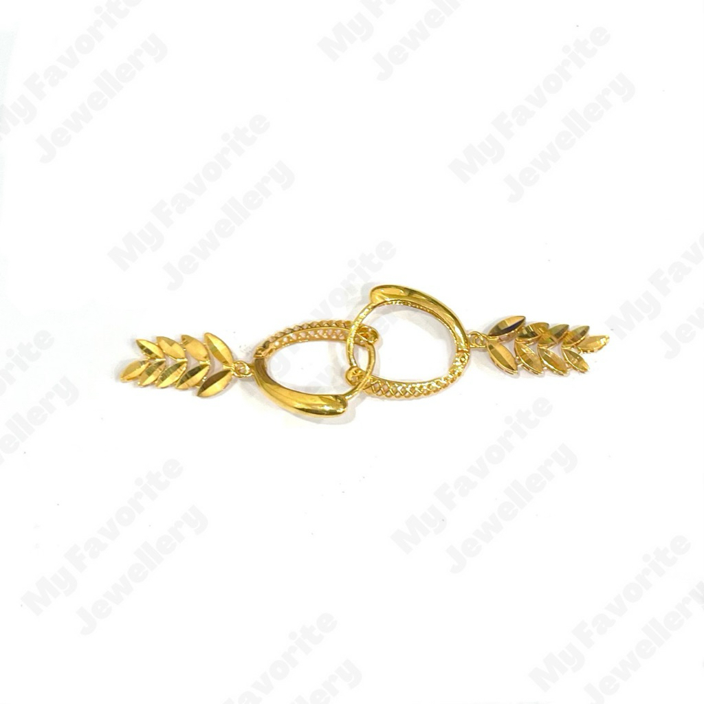 Anting Klip Daun Daun Emas Asli Kadar 875 20K