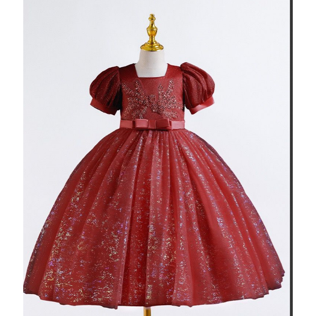 MSS-2025-Gaun  natal anak dress natal anak baju natal anak gaun kembang anak gaun mewah gaun payet d