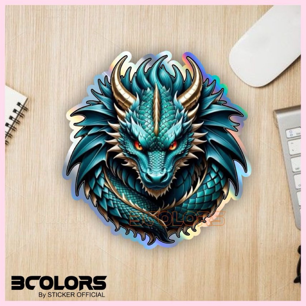 stiker naga, stiker hologram bertestur timbul, stiker hp, motor, mobil