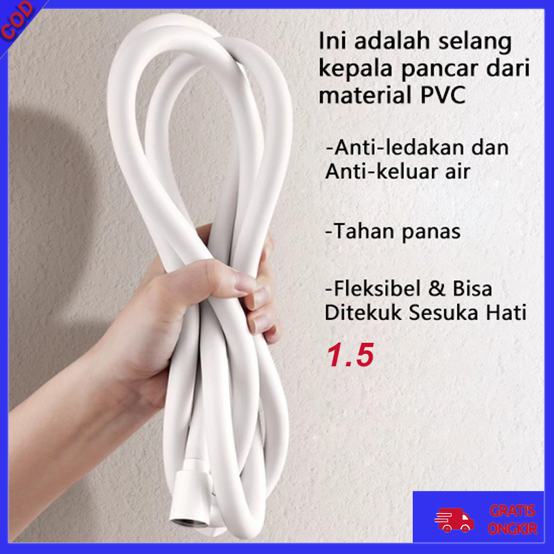 Jet Shower Bidet Selang Fleksibel – PVC Putih Original Anti Karat, Mudah Dipasang untuk Closet & Man