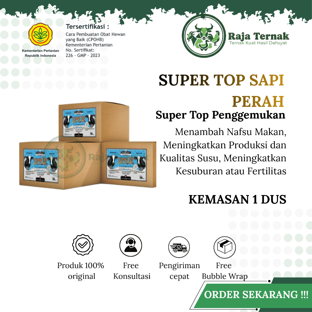 MIX MASTER PREMIX SUPER TOP SAPI PERAH - Suplemen Pakan Untuk Sapi Perah Kemasan 10KG