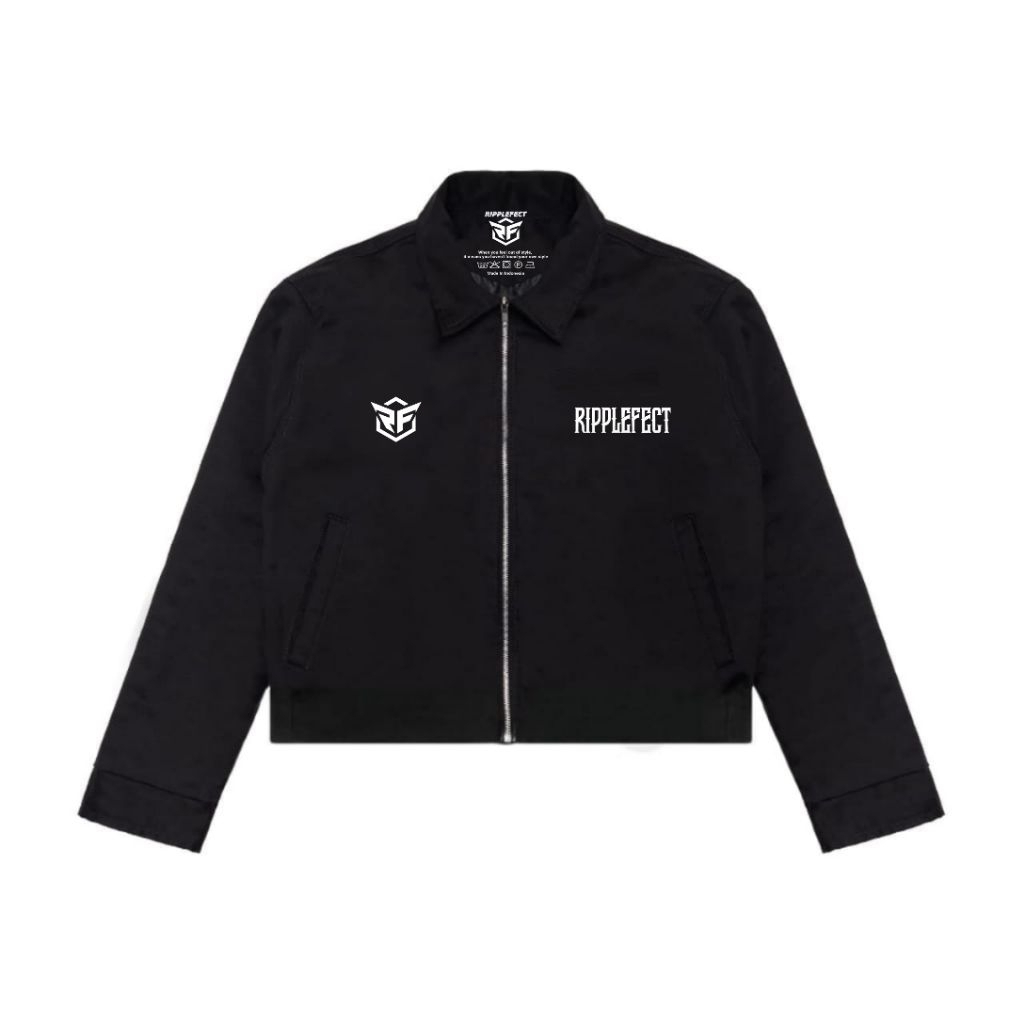 Ripplefect - Boxy Work Jacket - Jaket Kerja Boxy Hitam Unisex - Logos