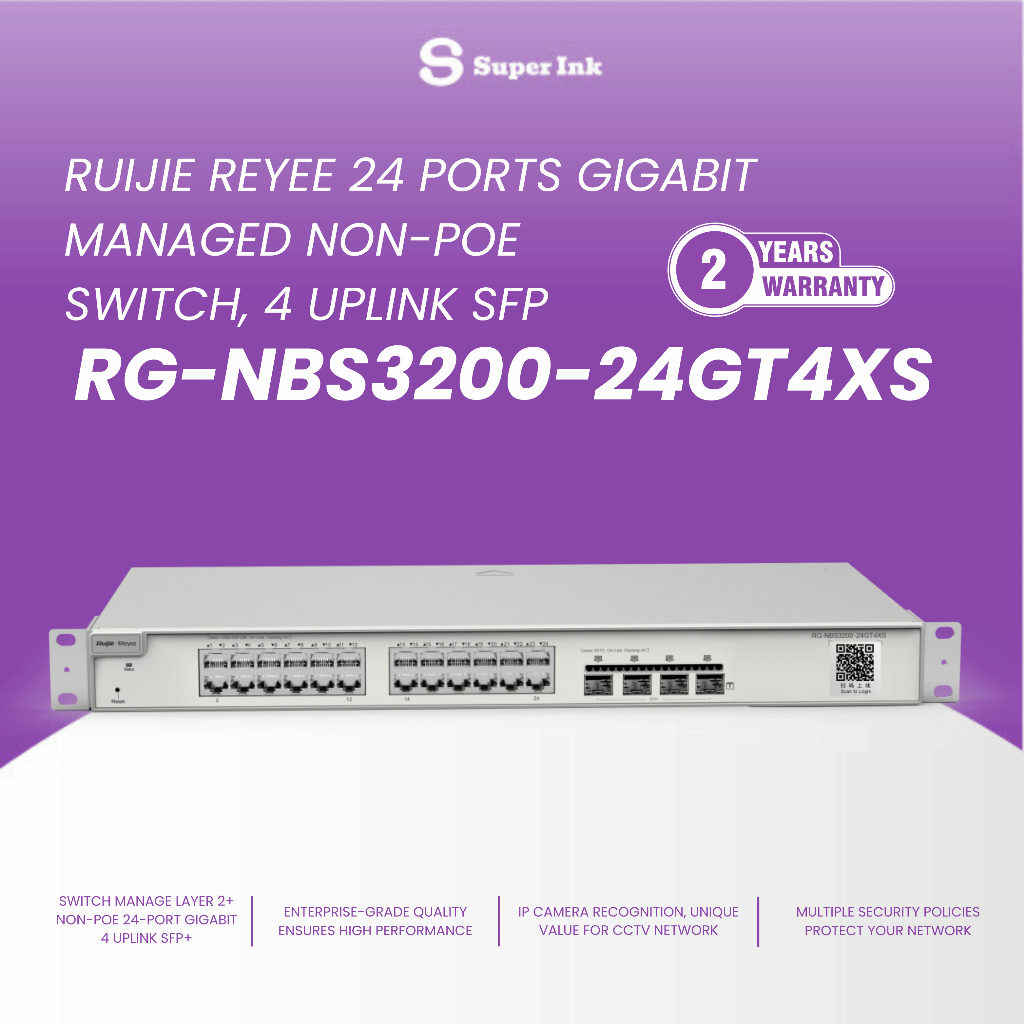 RUIJIE RG-NBS5200-24GT4XS Switch Managed 24 Port Gigabit dan 4 Port SFP+ Jaringan Ultra Cepat