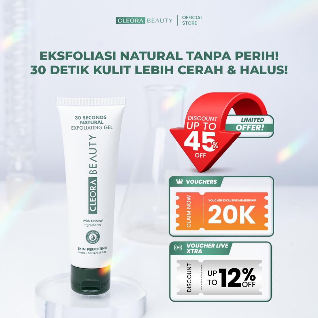 Cleora Beauty 30 Seconds Natural Exfoliating Gel - Peeling Scrub Eksfoliasi Gel Eksfoliasi Wajah Eks