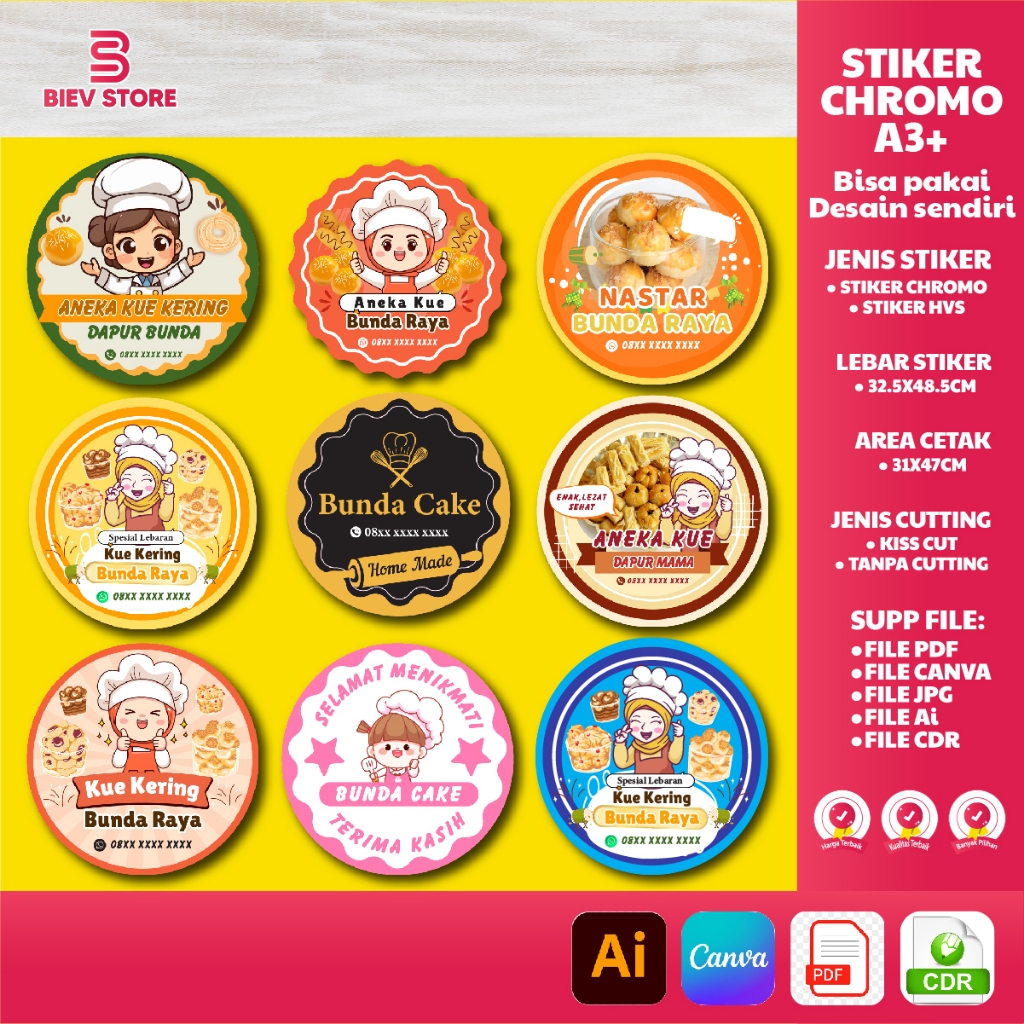 Stiker label Kue Kering | Kue Lebaran | stiker label custom desain | stiker label murah berkualitas