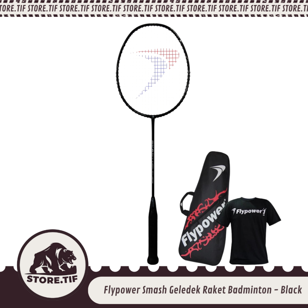 Flypower Smash Geledek Raket Badminton / Badminton Racket - Black