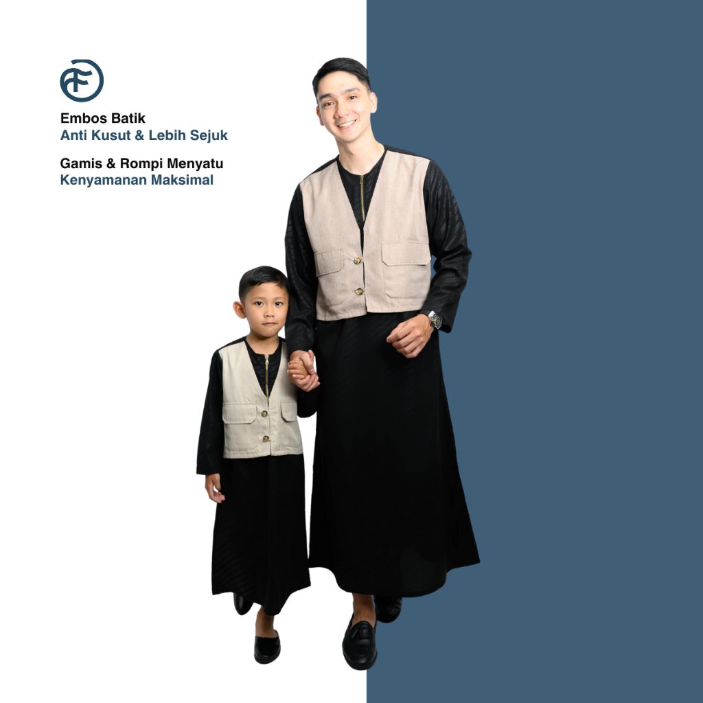 FOBDG Gamis Rompi Anak Laki - Laki Baju Couple Bapak ayah dan anak