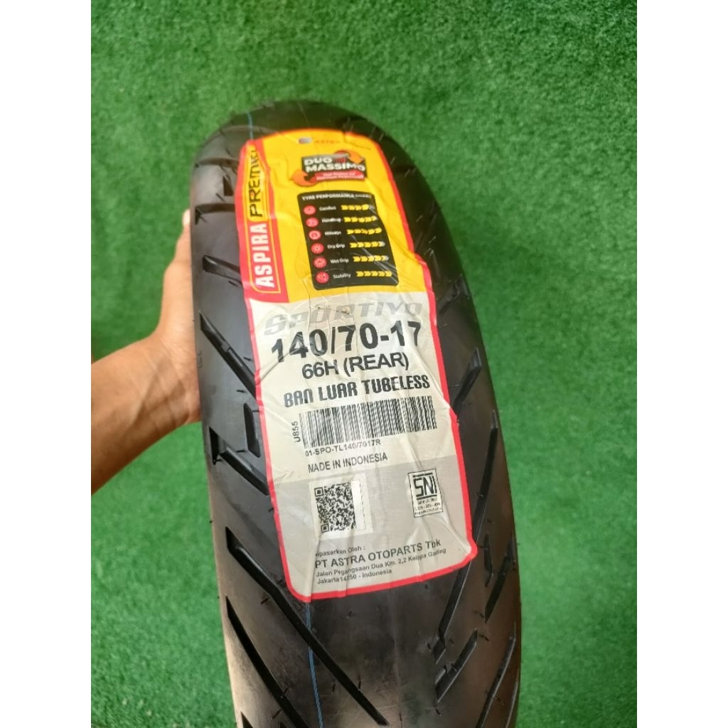 Ban tubles ring 17 140/70 Aspira Premio Sportivo Rear Tubles thn 2025