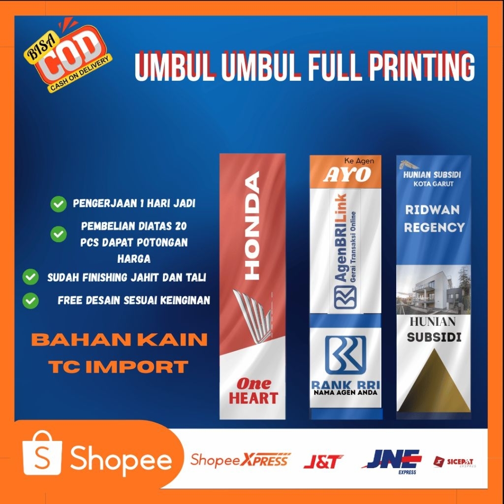 UMBUL UMBUL(CUSTOM)FULL PRINTING SATU HARI JADI