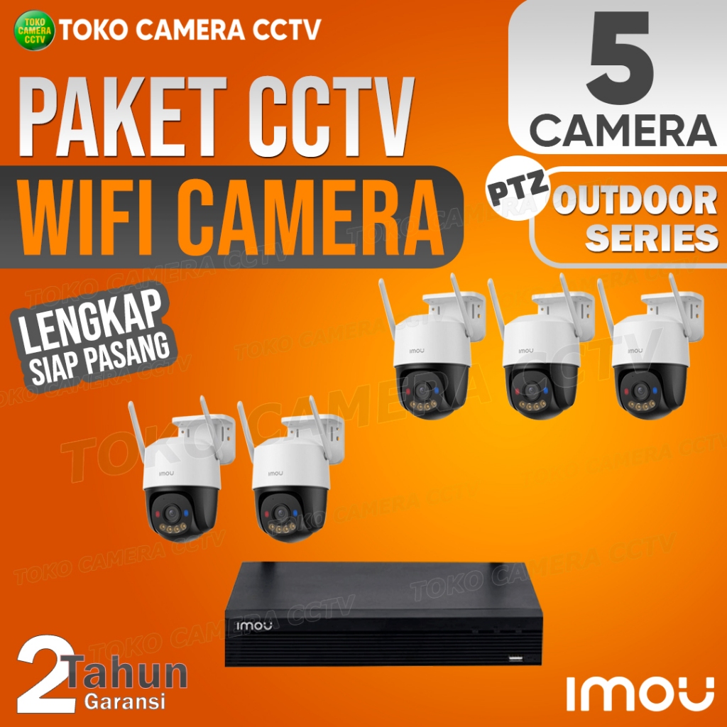 PAKET CCTV WIFI PTZ IMOU OUTDOOR 8 CHANNEL 5 KAMERA