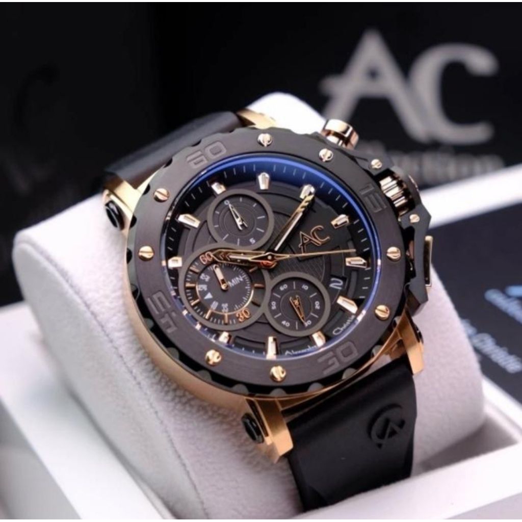 jam tangan pria orihiginal ALEXANDRE CHRISTIE AC9205MC RUBBER STRAP