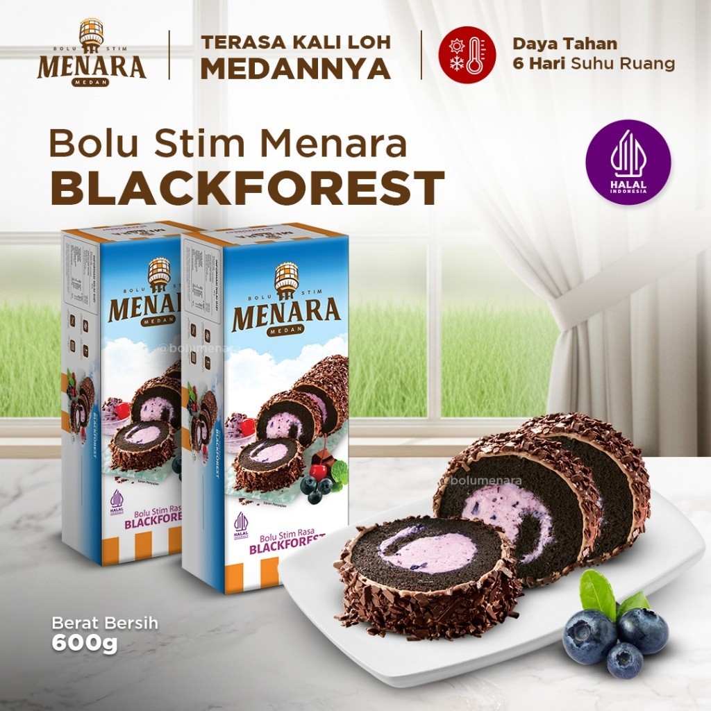 Promo Bolu Menara Black Forest - Reguler Pack (600 gr) - Oleh-oleh Khas Medan Instan Baru