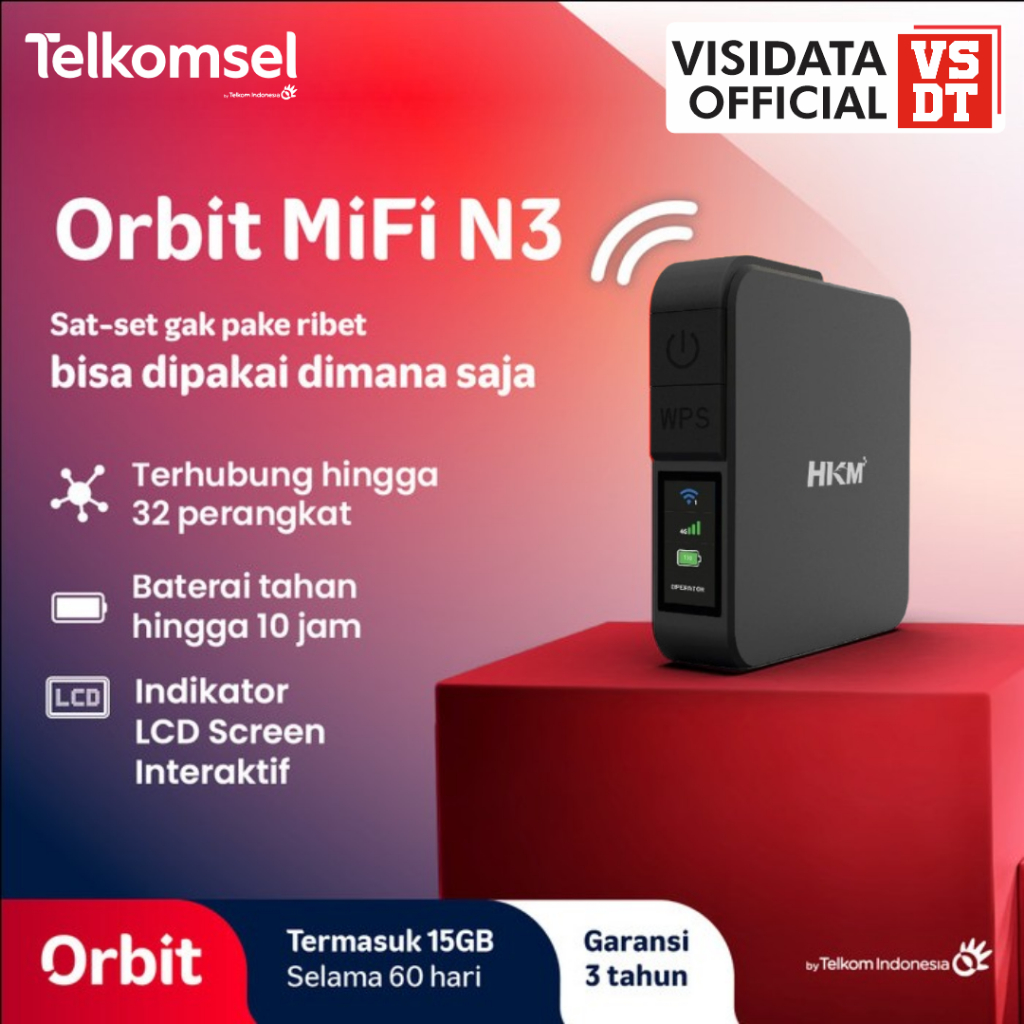 Telkomsel Orbit Mifi N3 HKM M23 & Indosat HiFi Air HKM M23 Pro - Portable Modem 4G HighSpeed Up to 1
